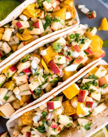 Chicken Cabbage Potato Tacos with Apple Slaw is a simple and healthy dinner packed with flavor and texture that the whole family will love.