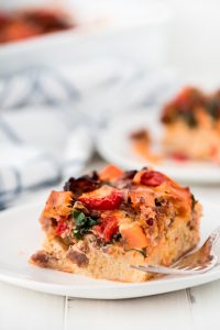 Prepare this Overnight Sweet Potato & Sausage Breakfast Casserole at night and wake up to a warm, delicious, and healthy breakfast the whole family will love!