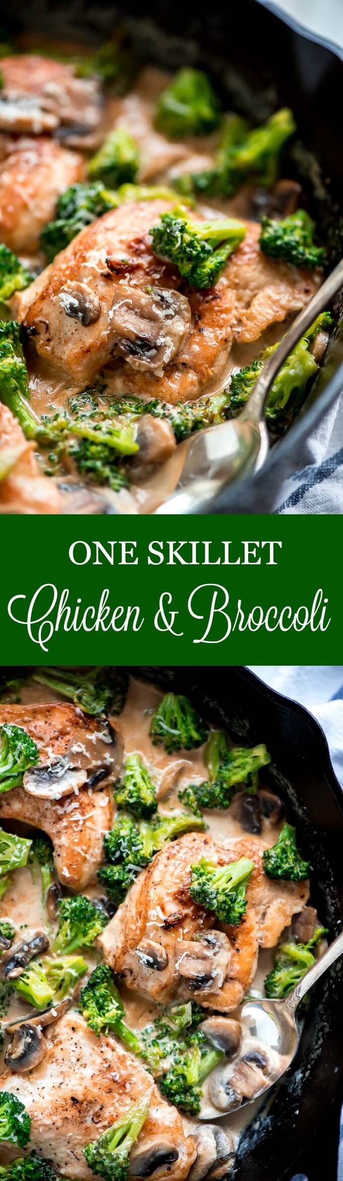 One Skillet Chicken and Broccoli is a super quick, creamy, delicious dinner that comes together in just 20 minutes and is even faster to clean up.