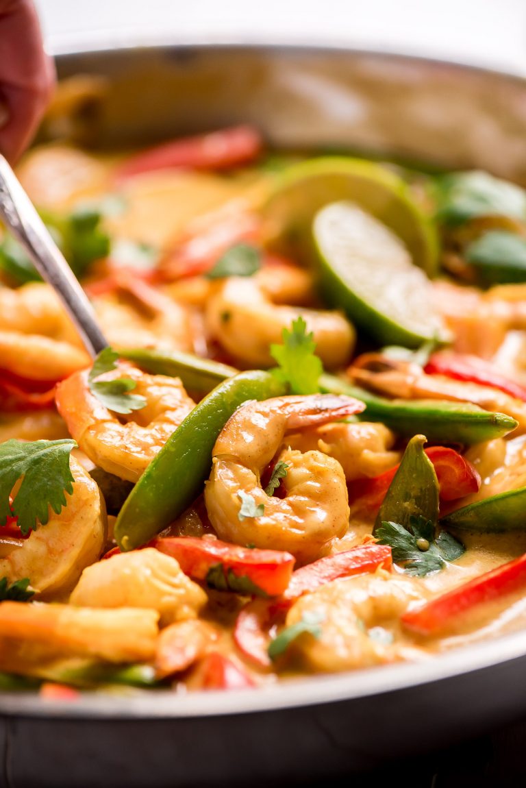 Thai Coconut Curry Shrimp - Garnish & Glaze