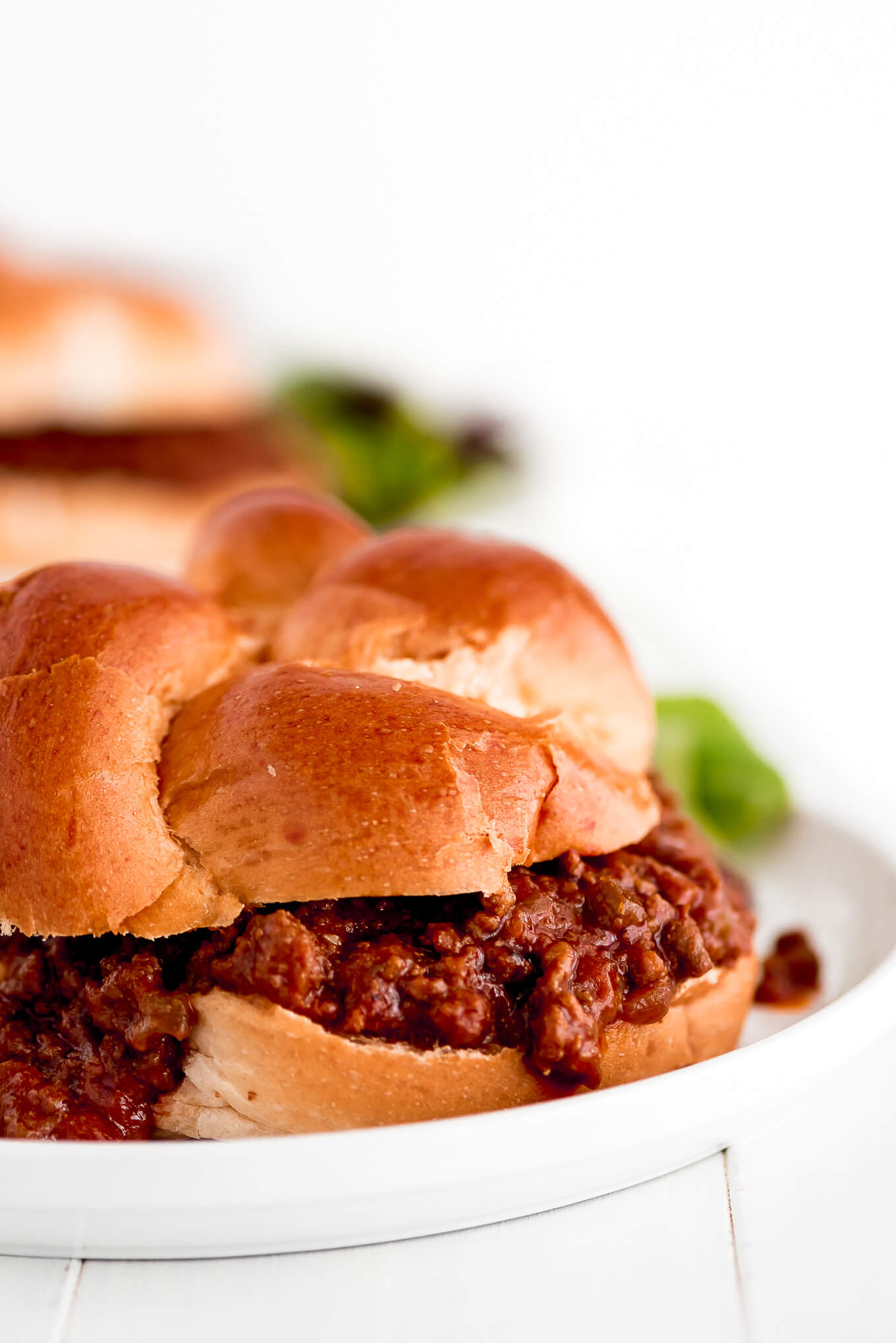 Close up of Instant Pot Sloppy Joes on a plate.