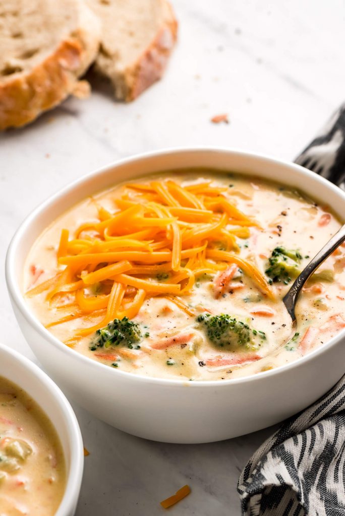 Thick & Creamy Broccoli Cheddar Soup - Garnish & Glaze