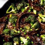 A skillet of Beef and Broccoli.