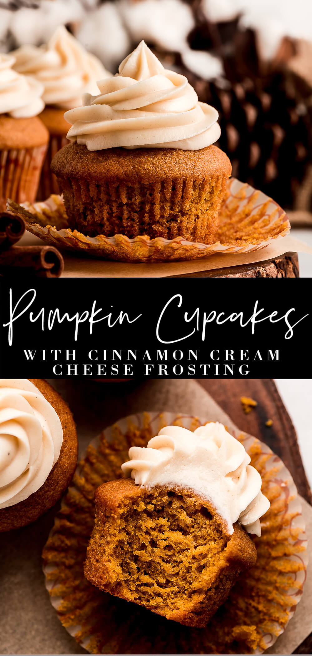 Moist Pumpkin Cupcakes with Cream Cheese Frosting - Garnish & Glaze