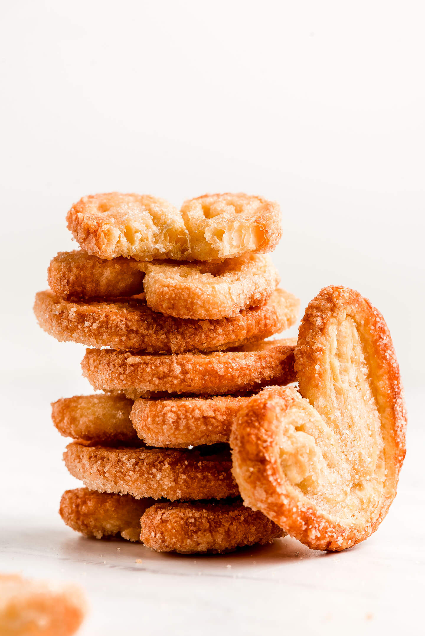 Palmier Cookies stacked on top of each other.