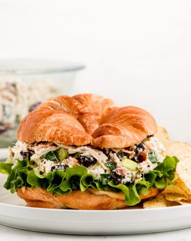 A Chicken Salad Sandwich made with a croissant.