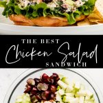 A croissant Chicken Salad Sandwich and a bowl of ingredients for the salad.