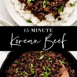 A bowl of rice topped with Korean Ground Beef.