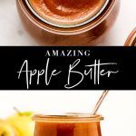 Close up of apple butter in a jar.