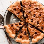 Chocolate Chip Cookie Pie pie cut into slices.
